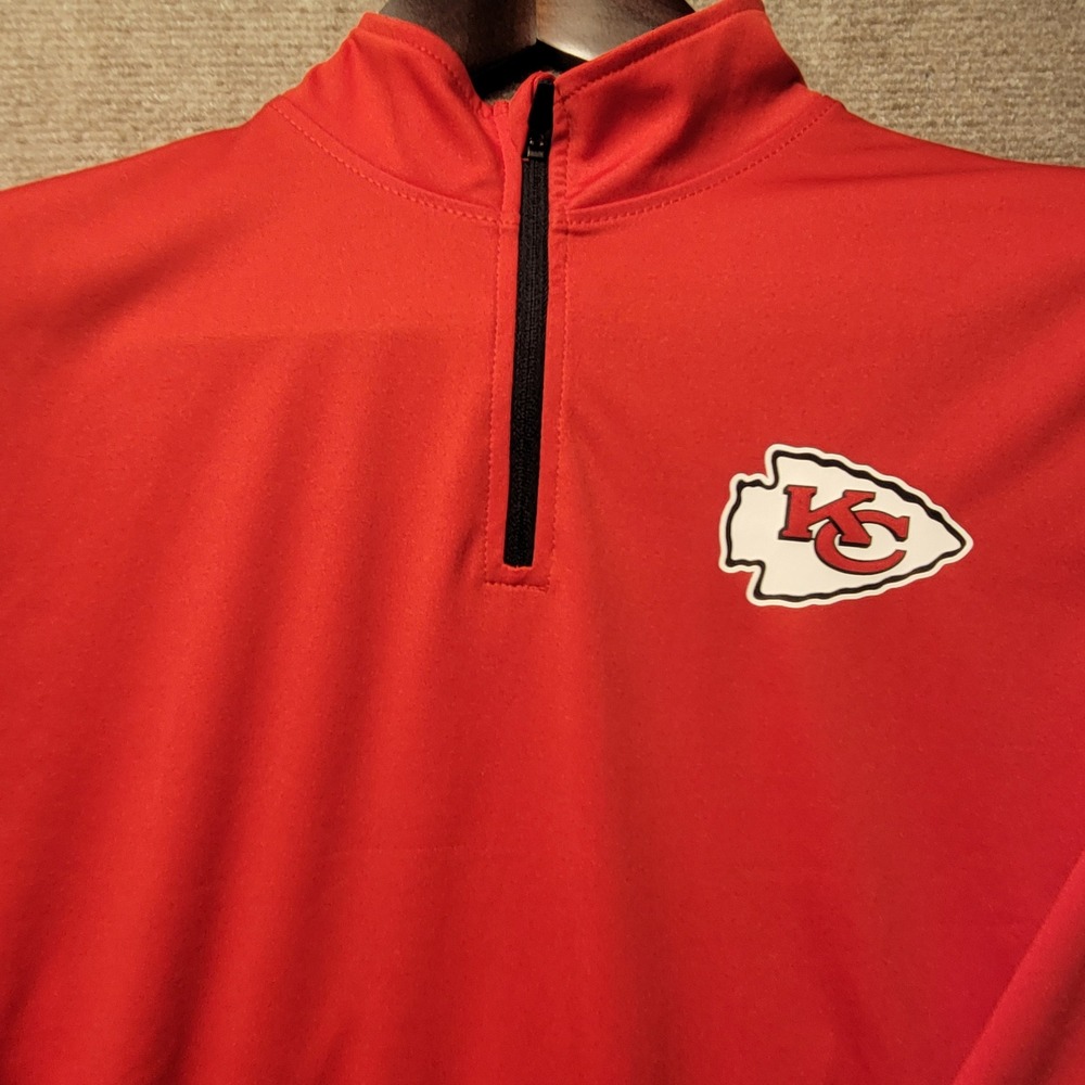 NFL Kansas City Chiefs Pullover Youth XL  Red Quarter Zip Performance Activewear